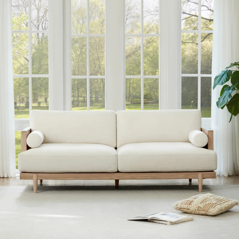 Ahlea 78.75''W Natural Cane Upholstered Sofa