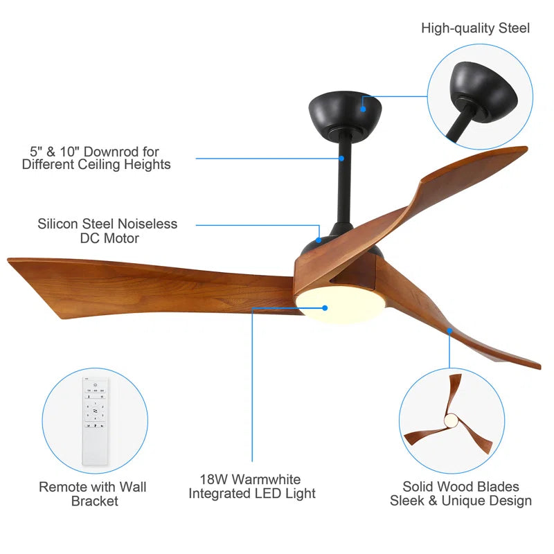 Kemp 52'' Ceiling Fan with LED Lights