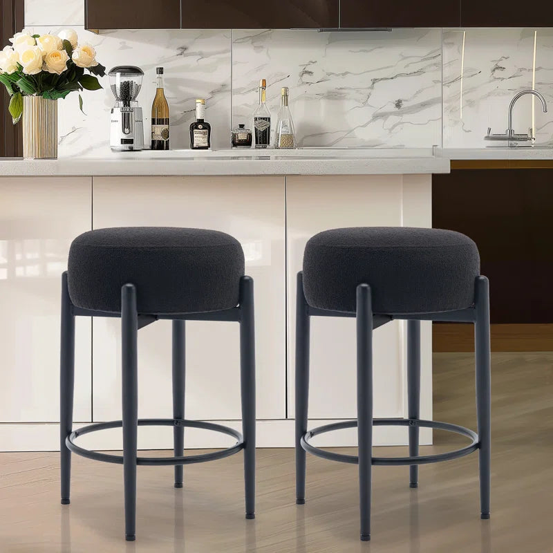 Carie 24'' Sherpa Upholstered Counter Stool