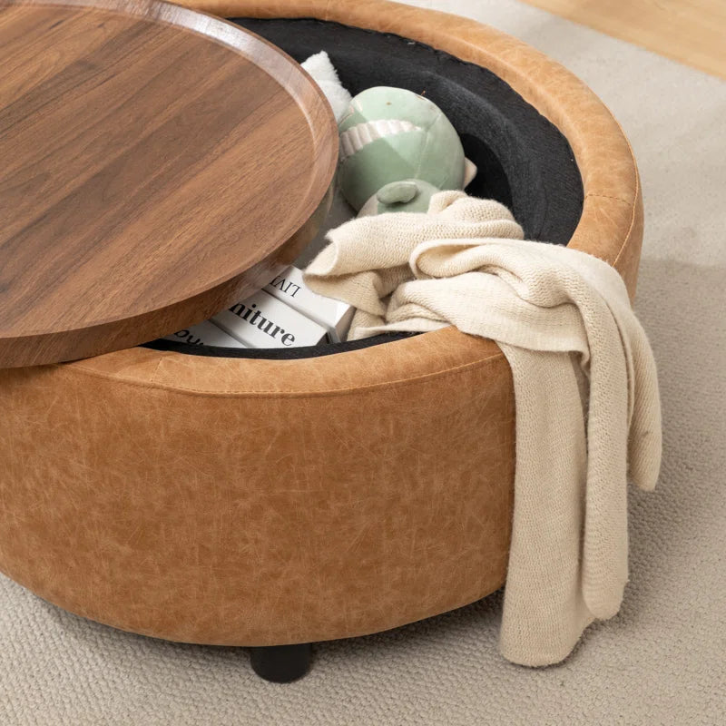 Bryonie round Cocktail Ottoman with Storage