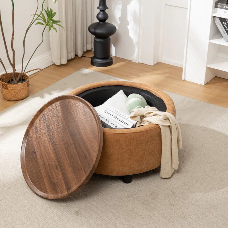 Bryonie round Cocktail Ottoman with Storage