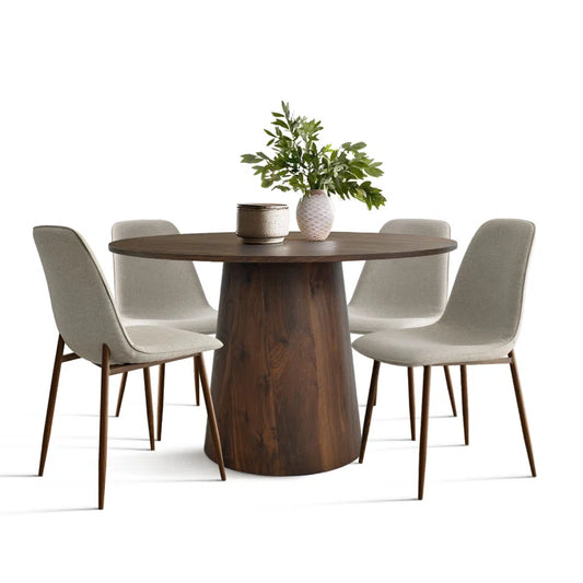 Benvinda 5 - Piece round Pedestal Dining Table Set