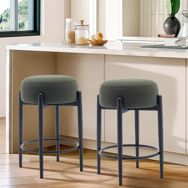 Carie 24'' Sherpa Upholstered Counter Stool