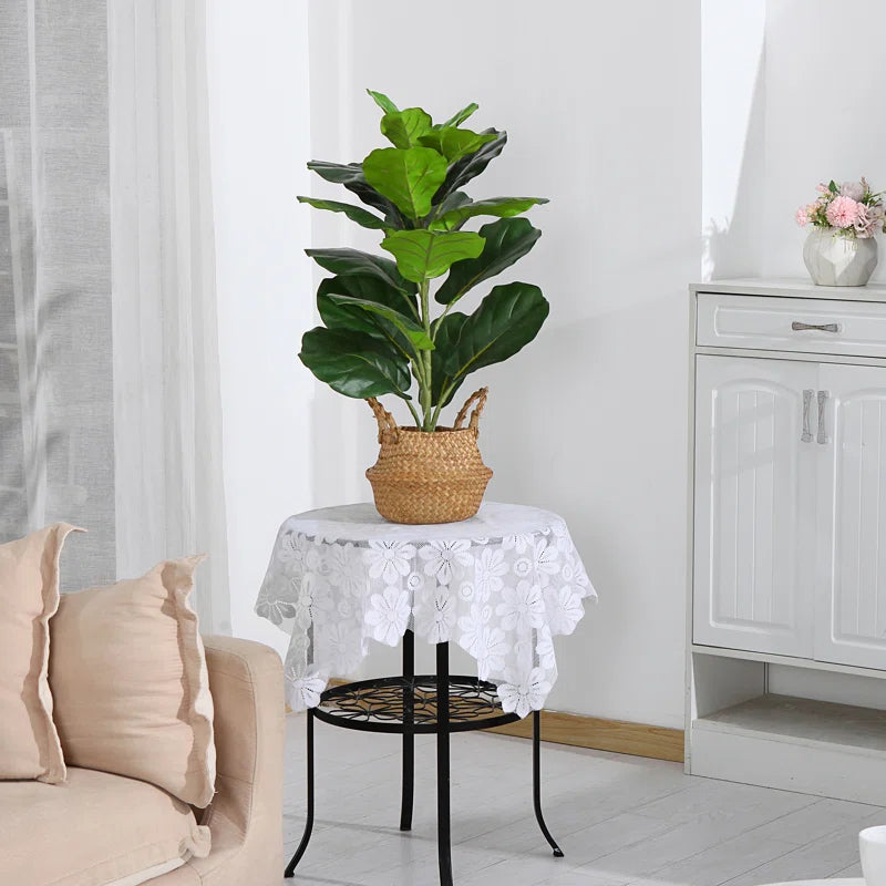 Adcock Artificial Fiddle Leaf Fig Plant in Basket, Faux Green Plant, Fake Tree for Home Décor