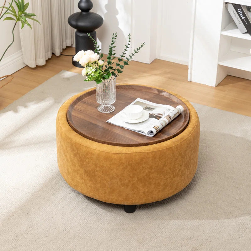 Bryonie round Cocktail Ottoman with Storage