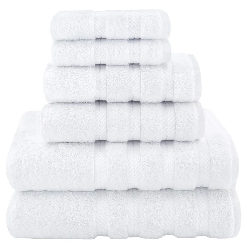 100% Cotton Premium Turkish Bath Towel Set, 6 Piece Super Soft and Absorbent Darcelle Collection