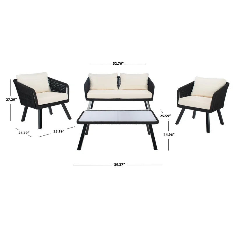 Canelo 4 Piece Rattan Sofa Seating Group with Cushions