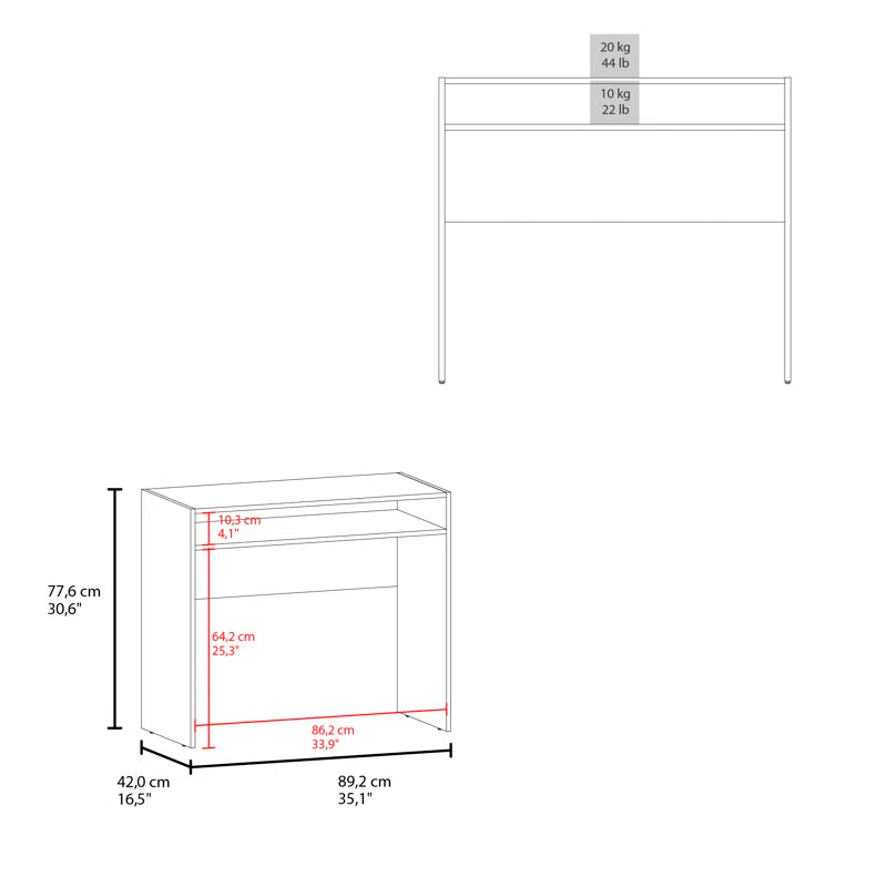 Stella 35" Wide Writing Desk with Shelf