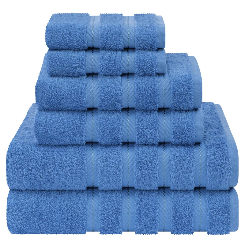 100% Cotton Premium Turkish Bath Towel Set, 6 Piece Super Soft and Absorbent Darcelle Collection