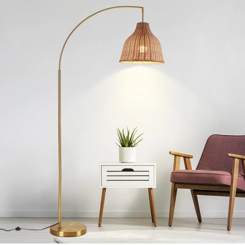 Deantrei 72.44“ Arc Rattan Floor Lamp