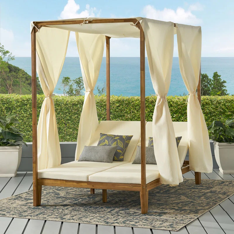 51.18'' Acacia Outdoor Patio Daybed