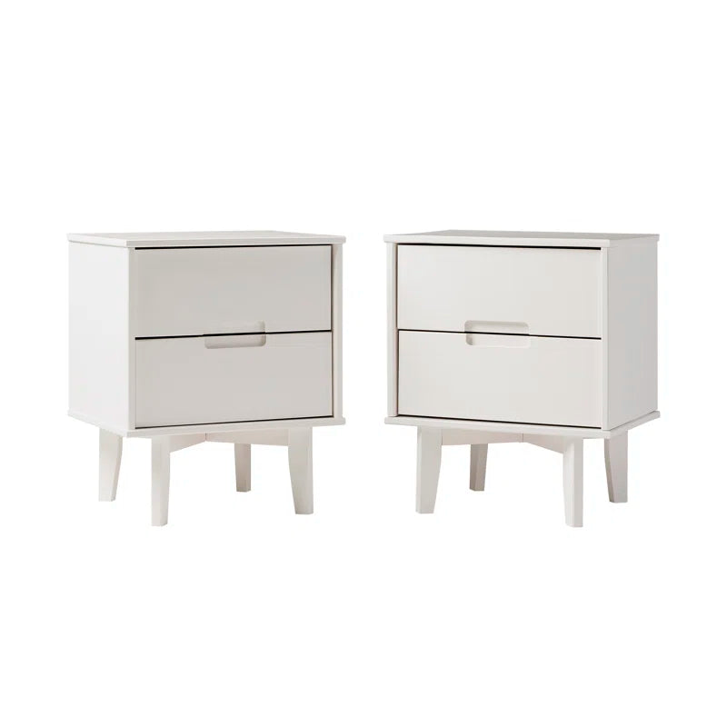 Aizlyn Mid-Century Modern Solid Wood Groove-Handle Nightstands