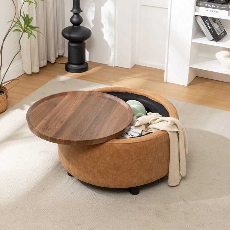 Bryonie round Cocktail Ottoman with Storage