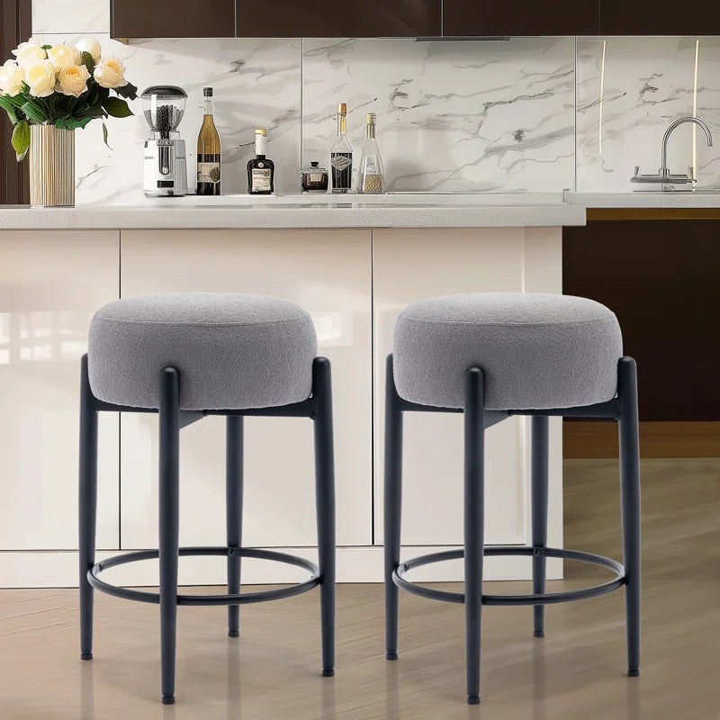 Carie 24'' Sherpa Upholstered Counter Stool