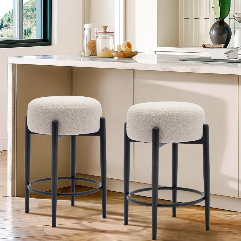 Carie 24'' Sherpa Upholstered Counter Stool