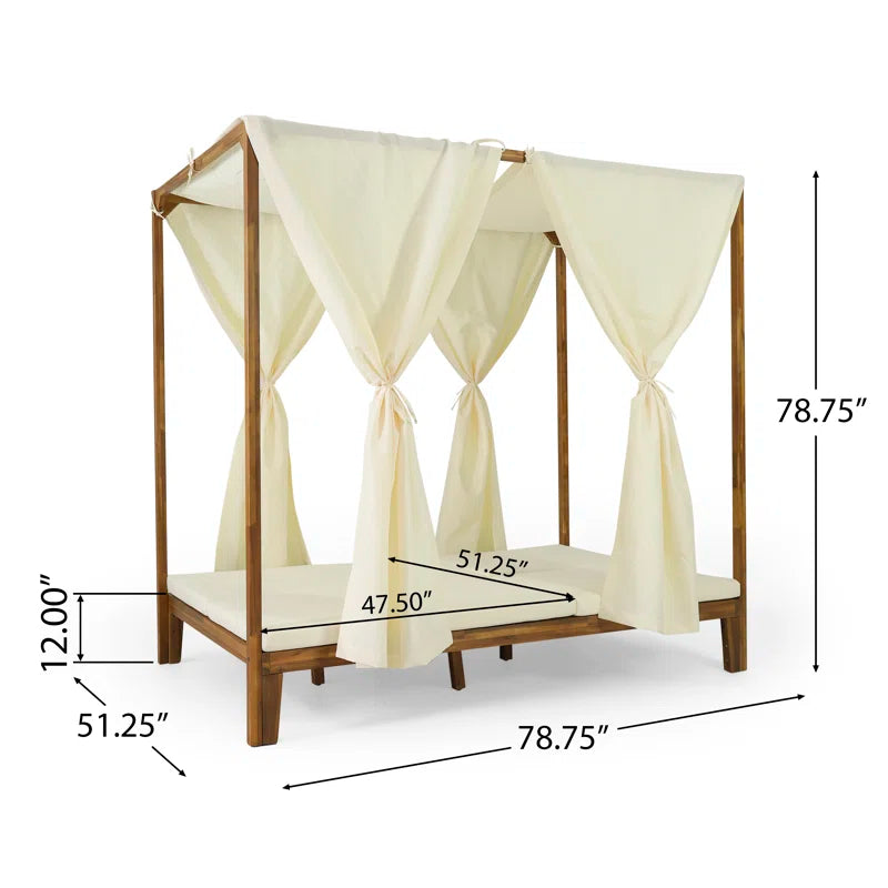 51.18'' Acacia Outdoor Patio Daybed