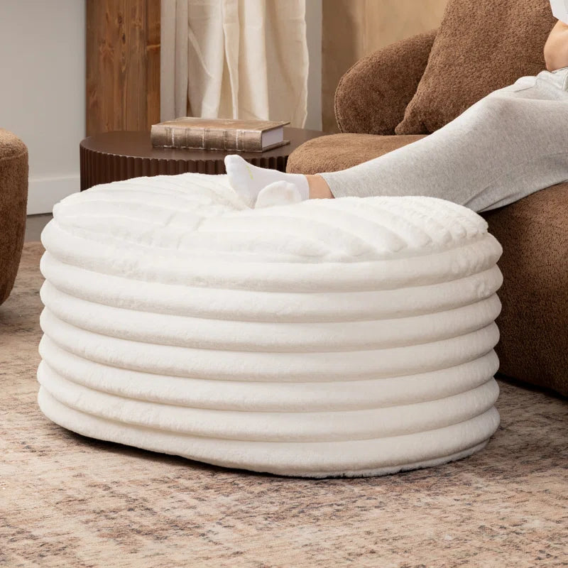 Paran Accent Pouf - Fluffy Faux Fur Ottoman for Modern Interior Design