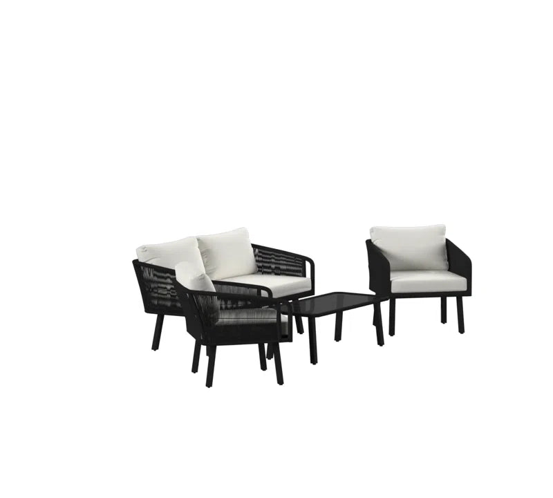 Canelo 4 Piece Rattan Sofa Seating Group with Cushions