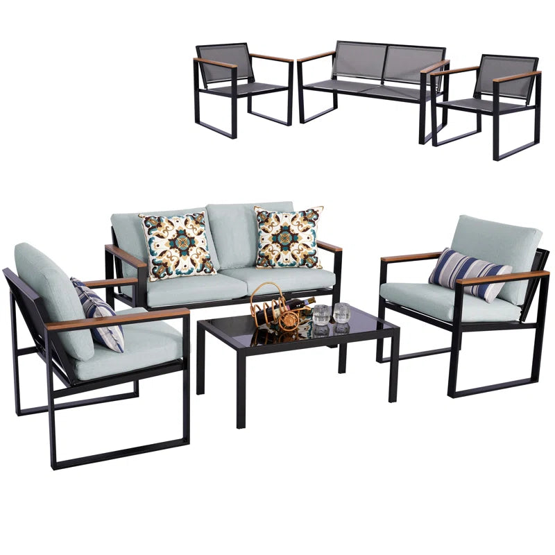 Atara 4 Piece Sofa Seating Group with Cushions