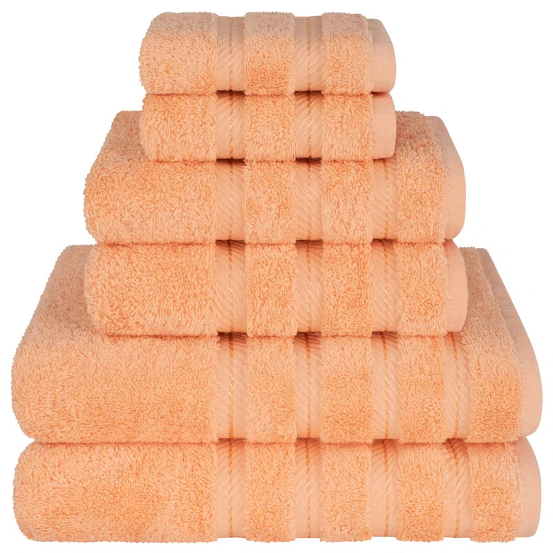 100% Cotton Premium Turkish Bath Towel Set, 6 Piece Super Soft and Absorbent Darcelle Collection