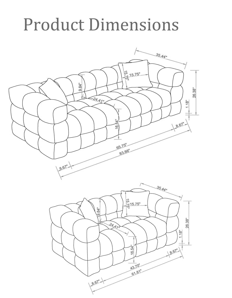 Monica 2 - Piece Boucle Living Room Set