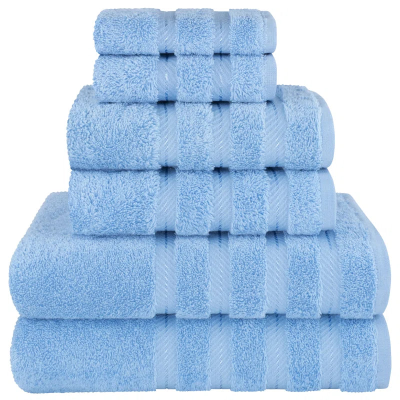 100% Cotton Premium Turkish Bath Towel Set, 6 Piece Super Soft and Absorbent Darcelle Collection