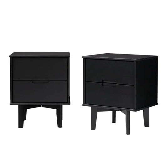 Aizlyn Mid-Century Modern Solid Wood Groove-Handle Nightstands