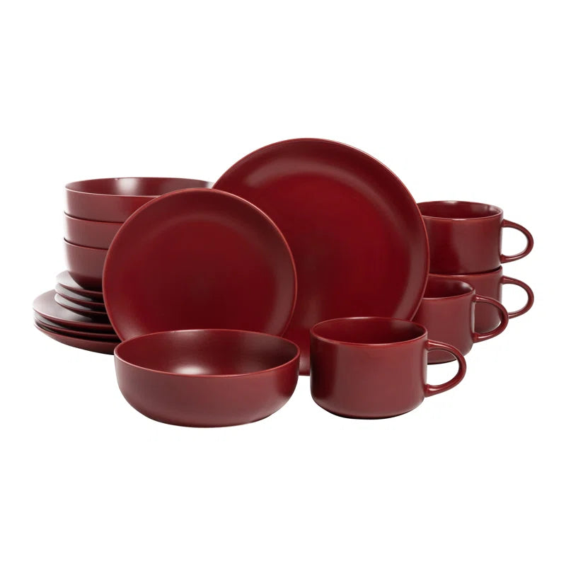 Wazee Matte 16 Piece Dinnerware Set, Service for 4